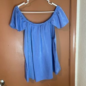 Blue Off the Shoulder Shirt